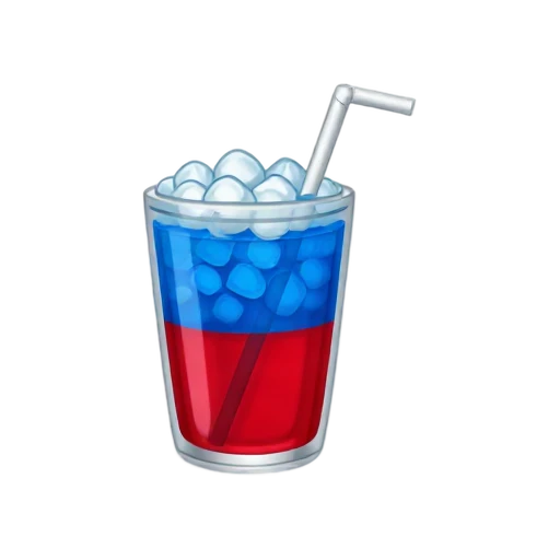 Two-color fruit slush with crushed ice and straw