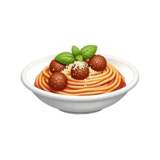 Spaghetti with meatballs in a bowl