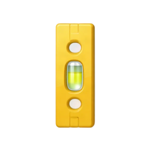 Spirit level with yellow rectangular body and centered bubble vial