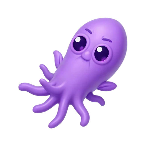 Lavender squid swimming with tentacles
