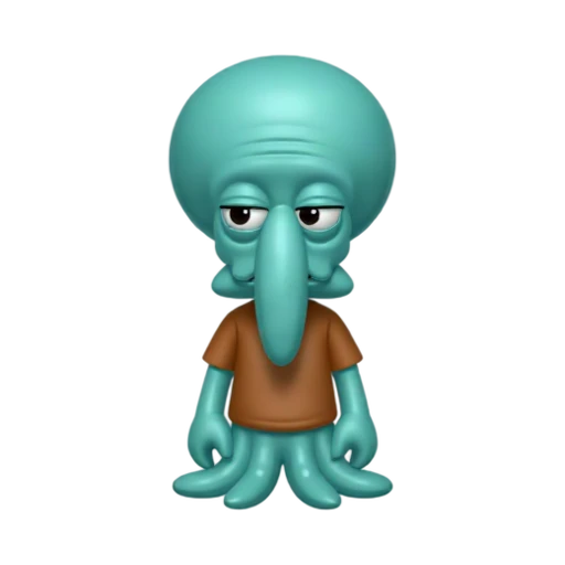 Unimpressed turquoise octopus character emoji