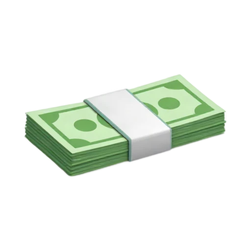 Stack of green paper money with a white bank strap