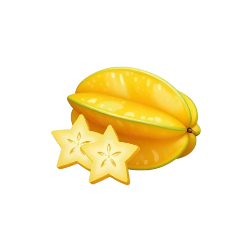 Golden starfruit with several cross-cut slices showing star shapes