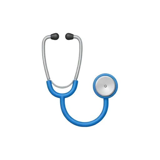 One blue stethoscope arranged in a clean curved loop, silver chest piece, soft black ear tips, and tubing clearly continuous, no doctor, table, shadow, or scenery.