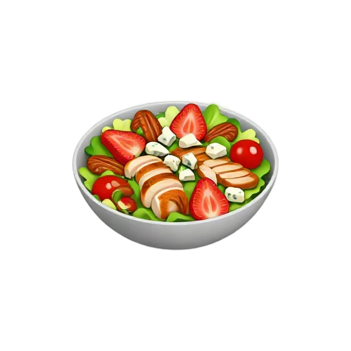 Strawberry fields salad with chicken and pecans emoji
