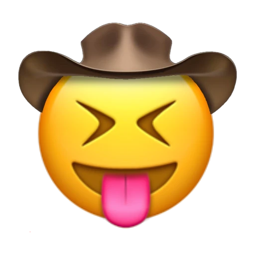 Stuck Out Tongue Closed Eyes Cowboy on a transparent background with a brown cowboy hat.