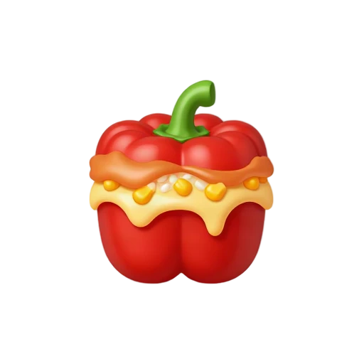 Red bell pepper stuffed with rice and cheese
