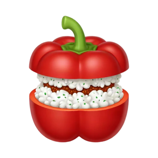 Red stuffed pepper with rice filling