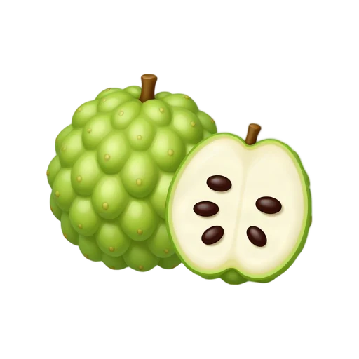 Sugar apple with knobbly green skin and creamy seeded interior