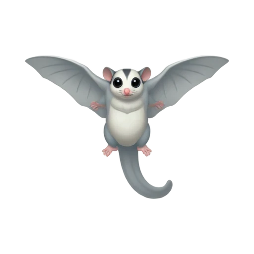 Sugar glider gliding with spread membrane