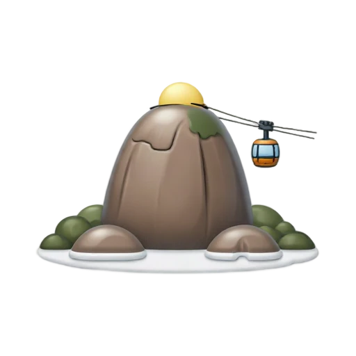rounded granite peak and tiny cable car, depicting Sugarloaf Mountain.