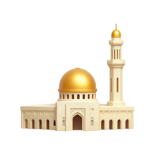 cream mosque and gold dome and square minaret, depicting Sultan Qaboos Grand Mosque.