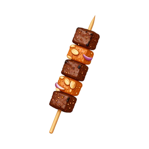 Nigerian suya beef skewer coated in reddish peanut spice