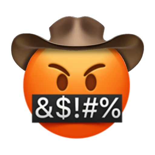 Swearing Cowboy on a transparent background with a brown cowboy hat.