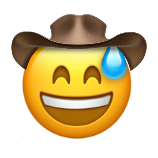 Sweat Smile Cowboy on a transparent background with a brown cowboy hat.