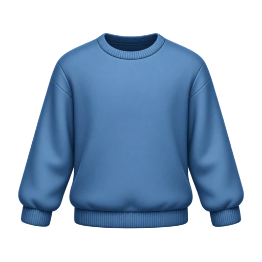 Blue knitted pullover sweater with long sleeves, round neck, and ribbed cuffs