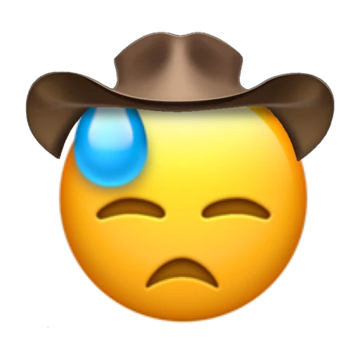 Sweating Cowboy on a transparent background with a brown cowboy hat.