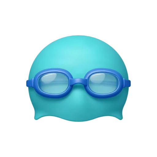 Blue swimming goggles laid across a swim cap