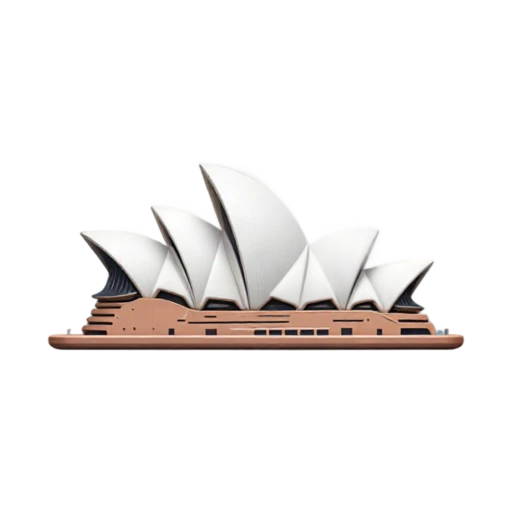 Sydney Opera House with white sail-shaped roof shells