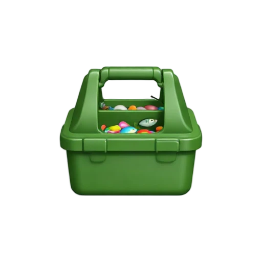 Tackle Box with compact green hinged case and top carry handle