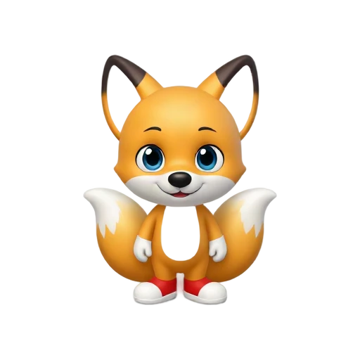 Two-tailed orange fox character emoji