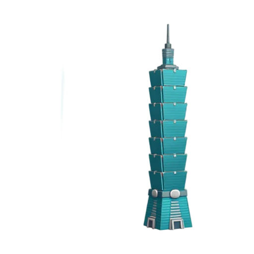 Taipei 101 turquoise skyscraper with stacked sections
