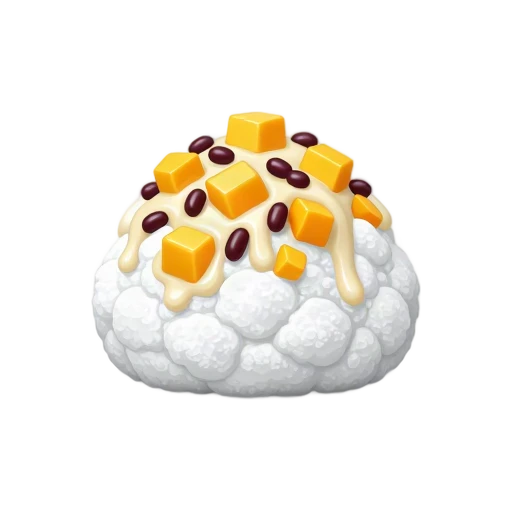 Taiwanese shaved ice with mango cubes, red beans, and condensed milk