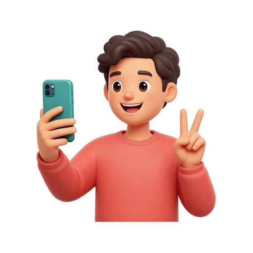 Person taking a selfie with a teal phone