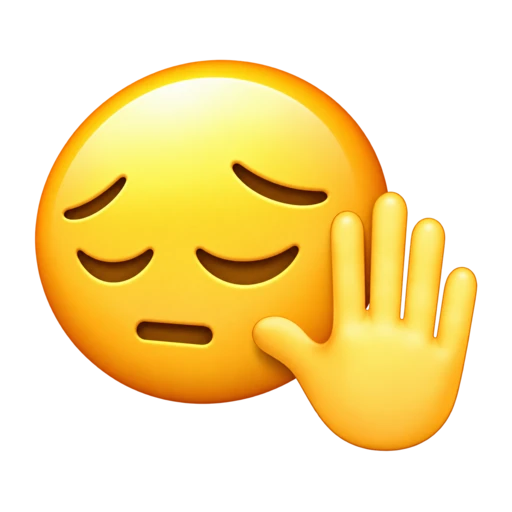 Unimpressed yellow face holding up an open palm