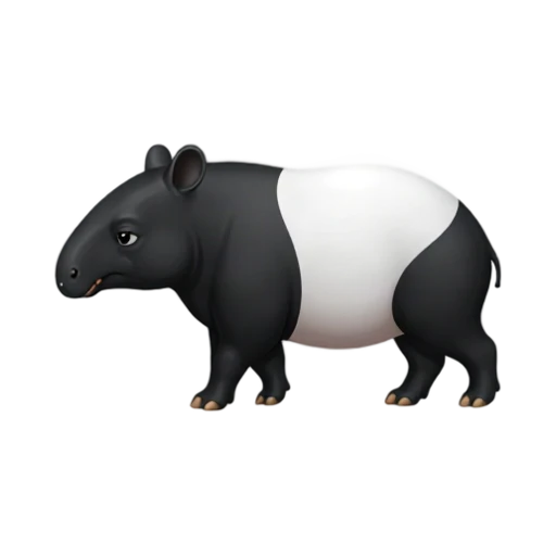 Black and white Malayan tapir standing