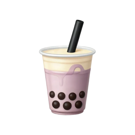 Taro milk tea with tapioca pearls emoji