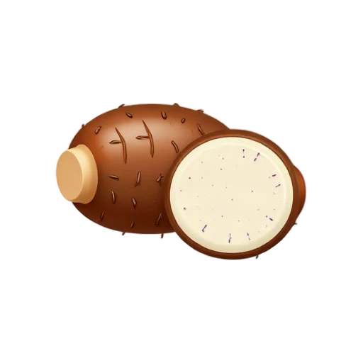 Taro root with brown fibers and pale purple-speckled interior