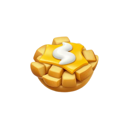 Golden potato cubes topped with cheese and sour cream