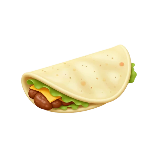 Soft flour taco filled with beef lettuce and cheese