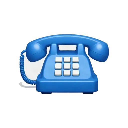 One classic blue desk telephone with handset resting on top, number keypad, coiled cord, and no background.