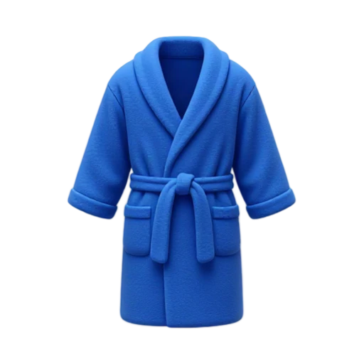 Vivid cobalt blue bathrobe with shawl collar, tied belt, and wide sleeves
