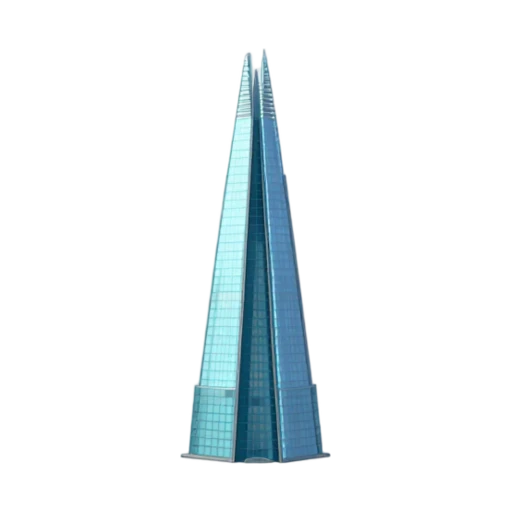 tapering glass shard and uneven pointed crown, depicting The Shard.