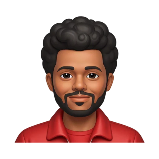 The Weeknd smiling in a red collared jacket