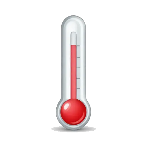 One glass thermometer standing upright with a red mercury line and round red bulb, clear simple shape, no numbers or background.