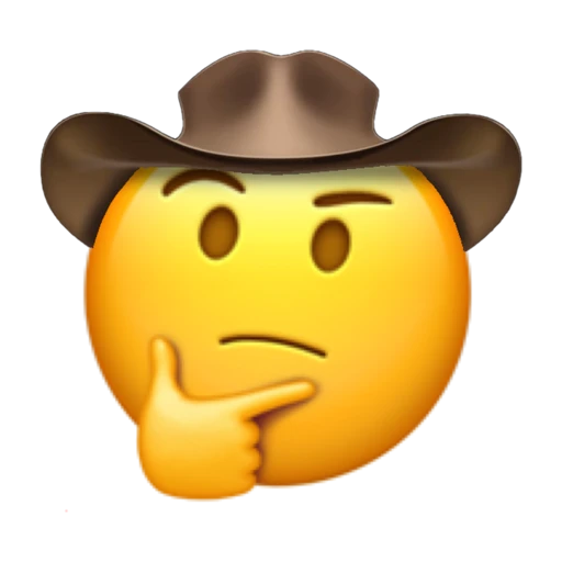 Thinking Cowboy on a transparent background with a brown cowboy hat.