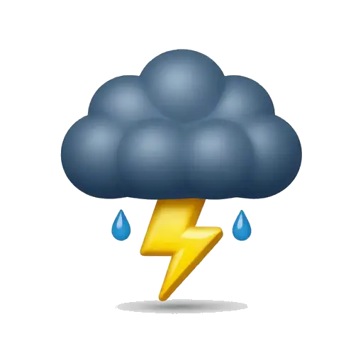 Thundercloud with lightning bolt and rain