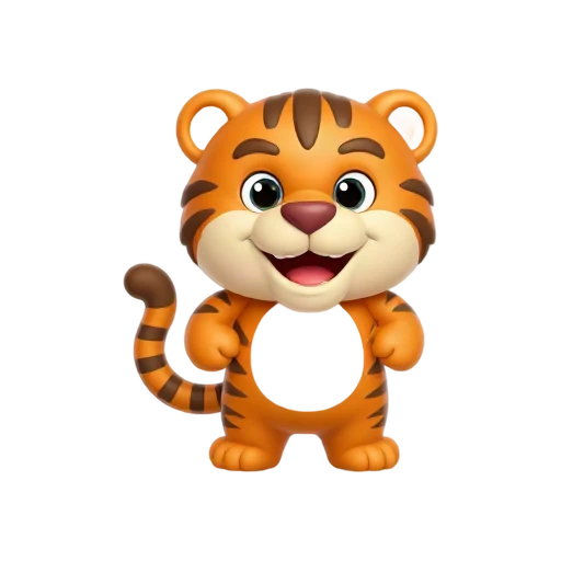 Bouncy striped orange tiger character emoji