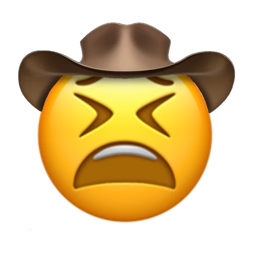 Tired Cowboy on a transparent background with a brown cowboy hat.