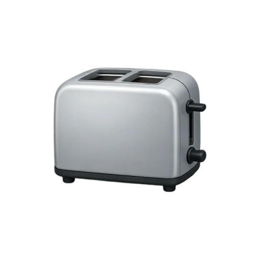 One compact silver toaster with two empty slots and black lever, no bread, counter, shadow, or scenery.