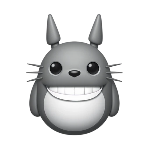 Totoro head with two tall pointed gray ears and wide gray furry head