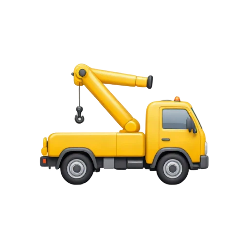 Tow Truck with rear lifting wheel boom and black towing hook