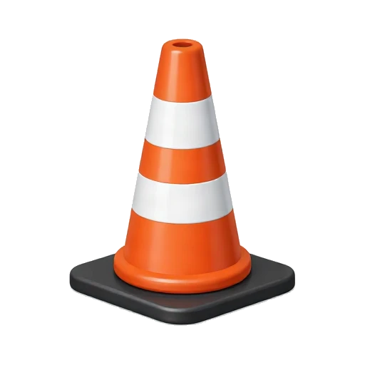 Orange traffic cone with rounded black base emoji