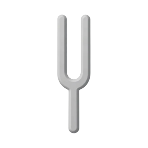 Tuning Fork with two straight parallel metal prongs and rounded U-shaped bend