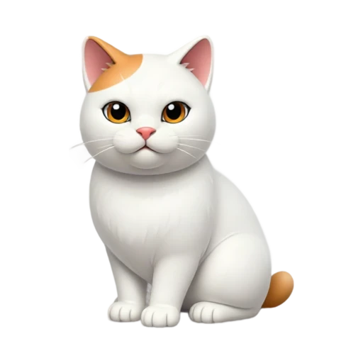 Mostly white Turkish Van cat with auburn head markings and colored tail