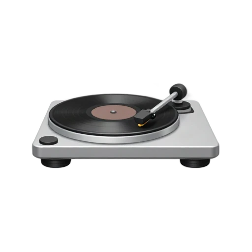 Turntable needle touching a black vinyl record